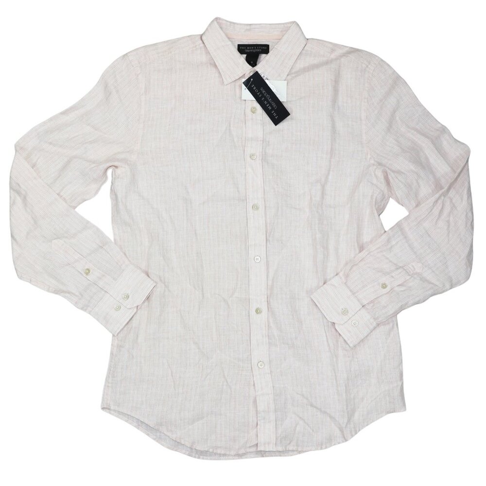 The Men's Store 100% Linen Pencil Stripe Long Sleeve Button Down Men's Shirt NWT